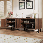 Functional 4-Door TV Cabinet – 2 Storage Spaces, Adjustable Shelves, Ideal for Living Room Organization, Chestnut