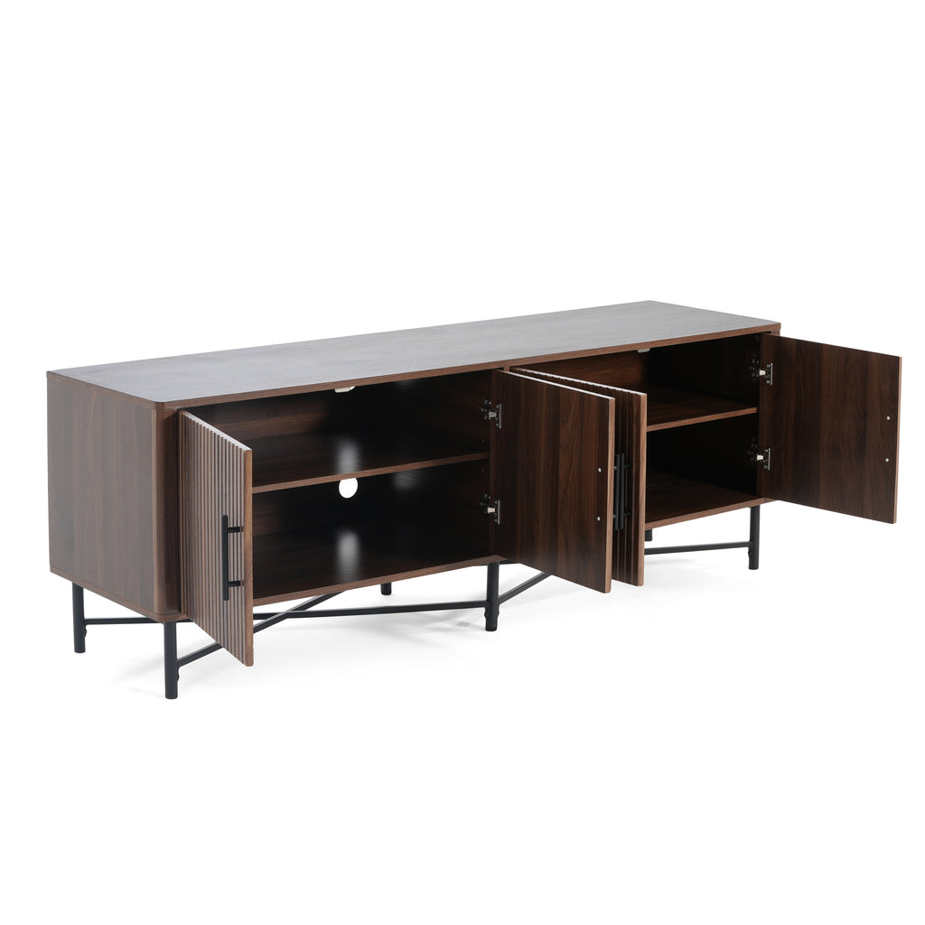 Functional 4-Door TV Cabinet – 2 Storage Spaces, Adjustable Shelves, Ideal for Living Room Organization, Chestnut