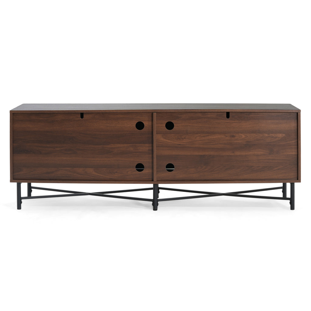 Functional 4-Door TV Cabinet – 2 Storage Spaces, Adjustable Shelves, Ideal for Living Room Organization, Chestnut