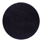 15.70' Round End Table, Hollow Woven Side Table, Small Rubber Wood Nightstand, Rattan Woven Tea Desk, Round Wood Tabletop, Chic Home Decor Desk, Easy Assembly, Black Color End Table