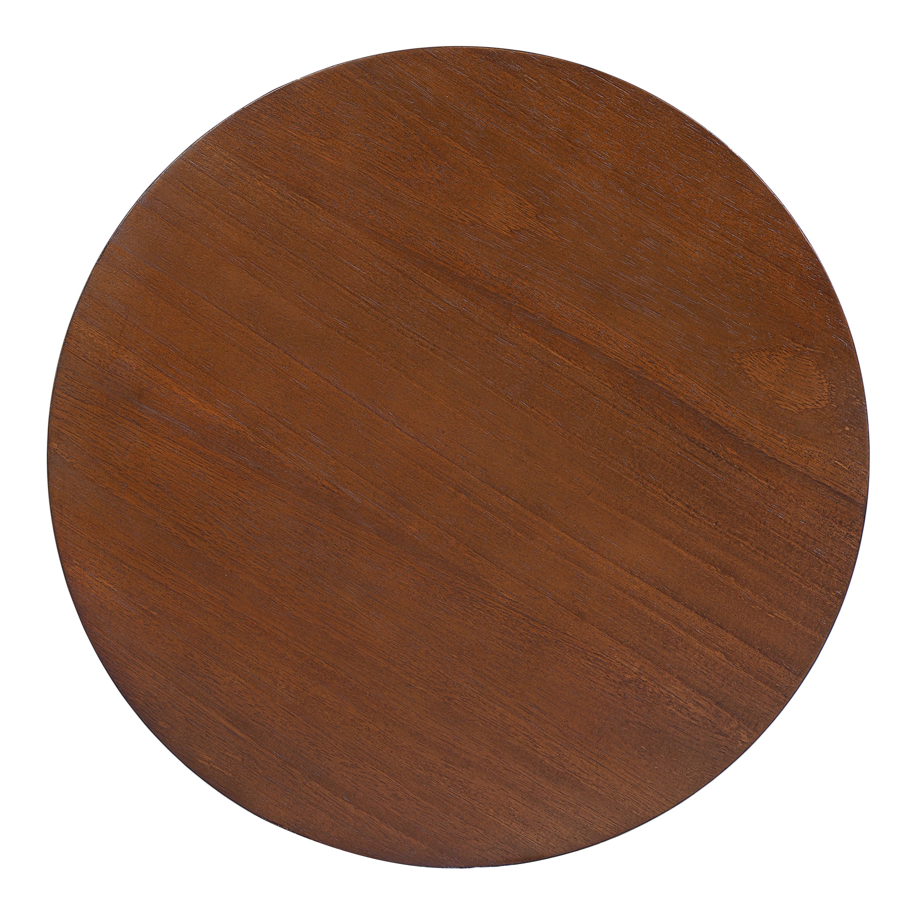 15.70' Round End Table, Hollow Woven Side Table, Small Rubber Wood Nightstand, Rattan Woven Tea Desk, Round Wood Tabletop, Chic Home Decor Desk, Easy Assembly, Dark Brown Color End Table