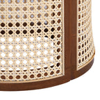 15.70' Round End Table, Hollow Woven Side Table, Small Rubber Wood Nightstand, Rattan Woven Tea Desk, Round Wood Tabletop, Chic Home Decor Desk, Easy Assembly, Dark Brown Color End Table