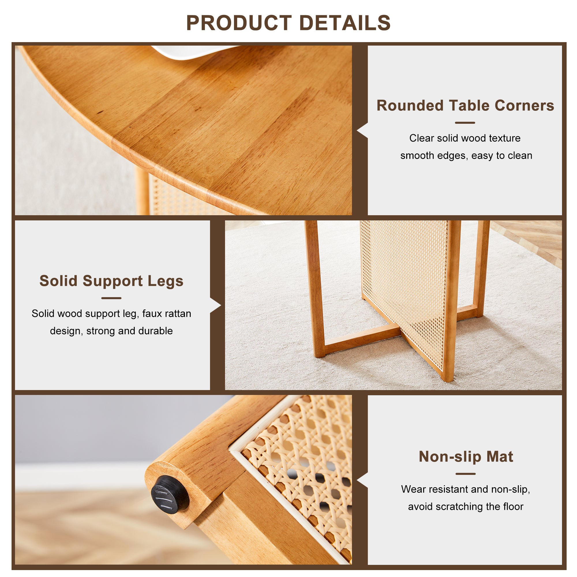 Chinese countryside retro solid wood round table, simple modern imitation rattan table, wooden table, desk. Suitable for dining room, living room, office