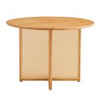 Chinese countryside retro solid wood round table, simple modern imitation rattan table, wooden table, desk. Suitable for dining room, living room, office