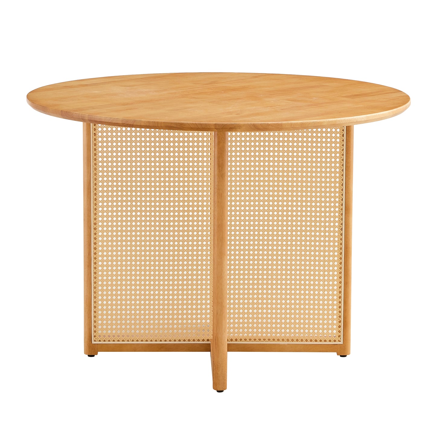 Chinese countryside retro solid wood round table, simple modern imitation rattan table, wooden table, desk. Suitable for dining room, living room, office