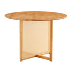 Chinese countryside retro solid wood round table, simple modern imitation rattan table, wooden table, desk. Suitable for dining room, living room, office