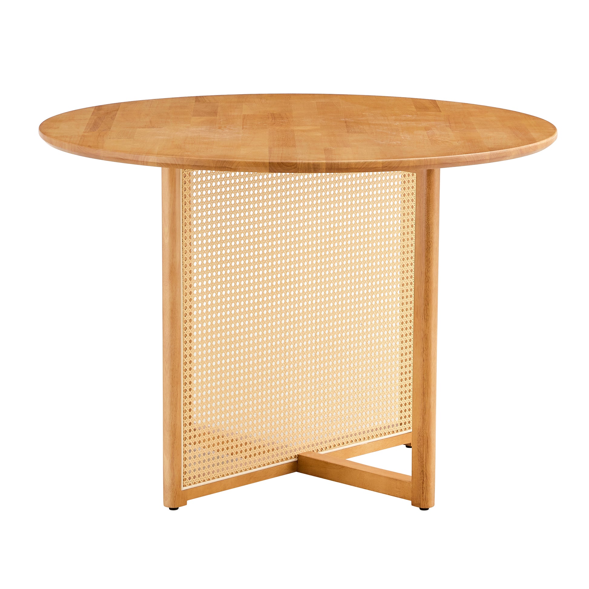 Chinese countryside retro solid wood round table, simple modern imitation rattan table, wooden table, desk. Suitable for dining room, living room, office