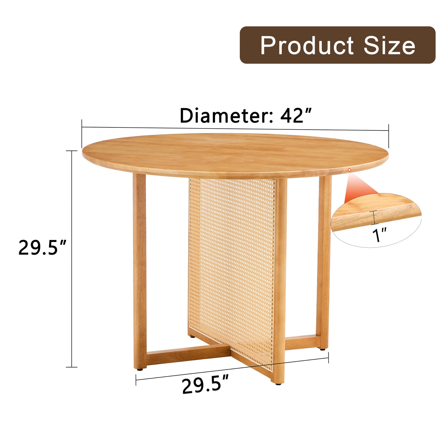 Chinese countryside retro solid wood round table, simple modern imitation rattan table, wooden table, desk. Suitable for dining room, living room, office