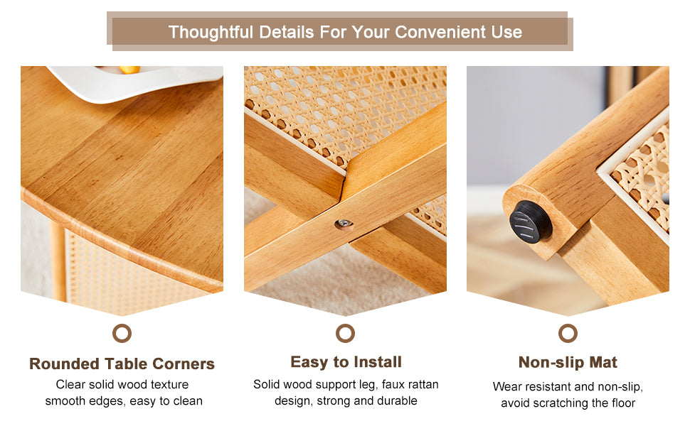 Chinese countryside retro solid wood round table, simple modern imitation rattan table, wooden table, desk. Suitable for dining room, living room, office