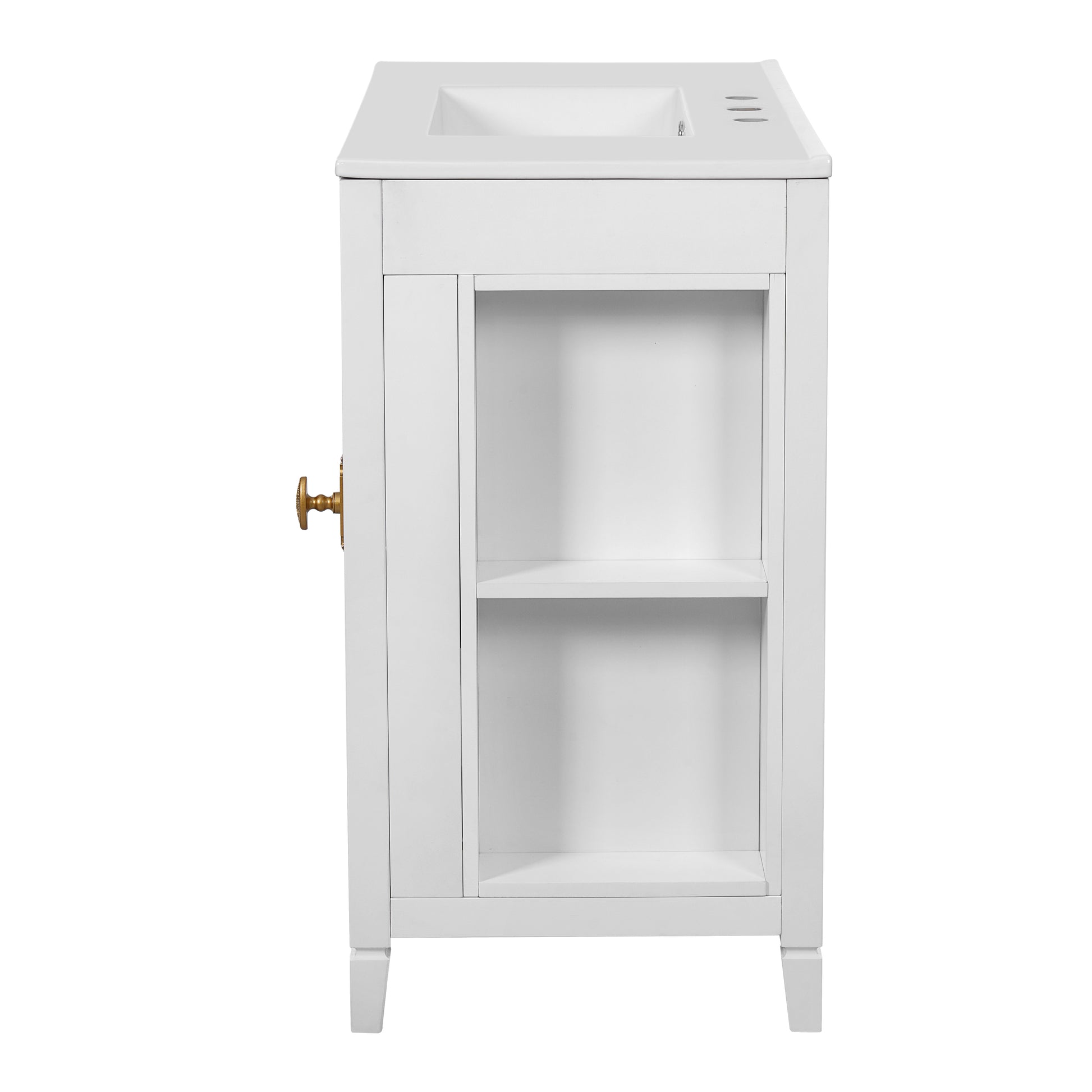 36-inch Bathroom Vanity with 2 Soft Close Doors, Solid Wood Frame Modern Bathroom Storage Cabinet with 3 Drawers