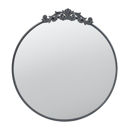 Classic 36 x 39 Inch Black Baroque Round Wall Mirror.