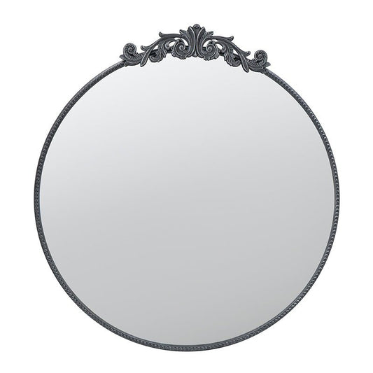 36" x 39" Classic Design Mirror with Round Shape and Baroque Inspired Frame for Bathroom, Entryway Console Lean Against Wall - Groovy Boardz
