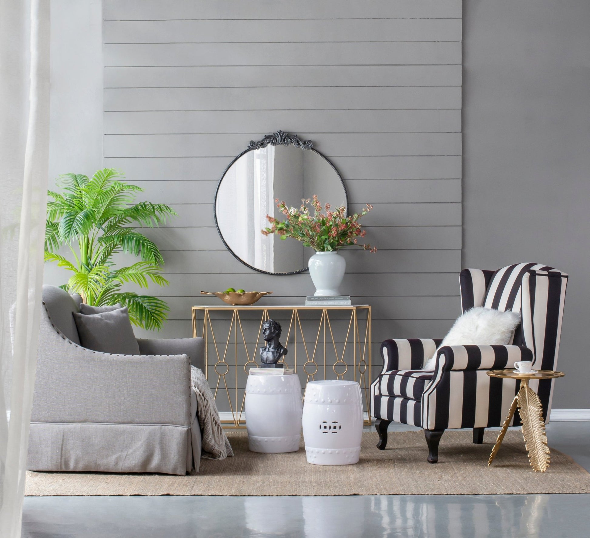 36" x 39" Classic Design Mirror with Round Shape and Baroque Inspired Frame for Bathroom, Entryway Console Lean Against Wall - Groovy Boardz