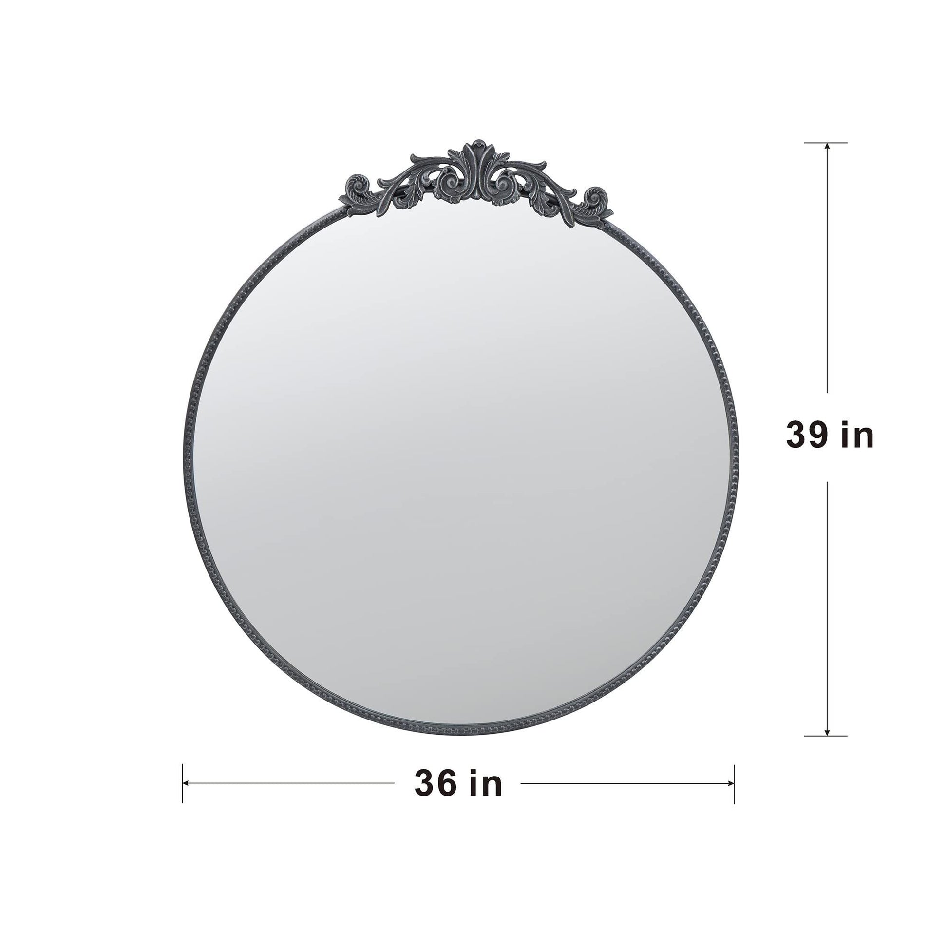 36" x 39" Classic Design Mirror with Round Shape and Baroque Inspired Frame for Bathroom, Entryway Console Lean Against Wall - Groovy Boardz