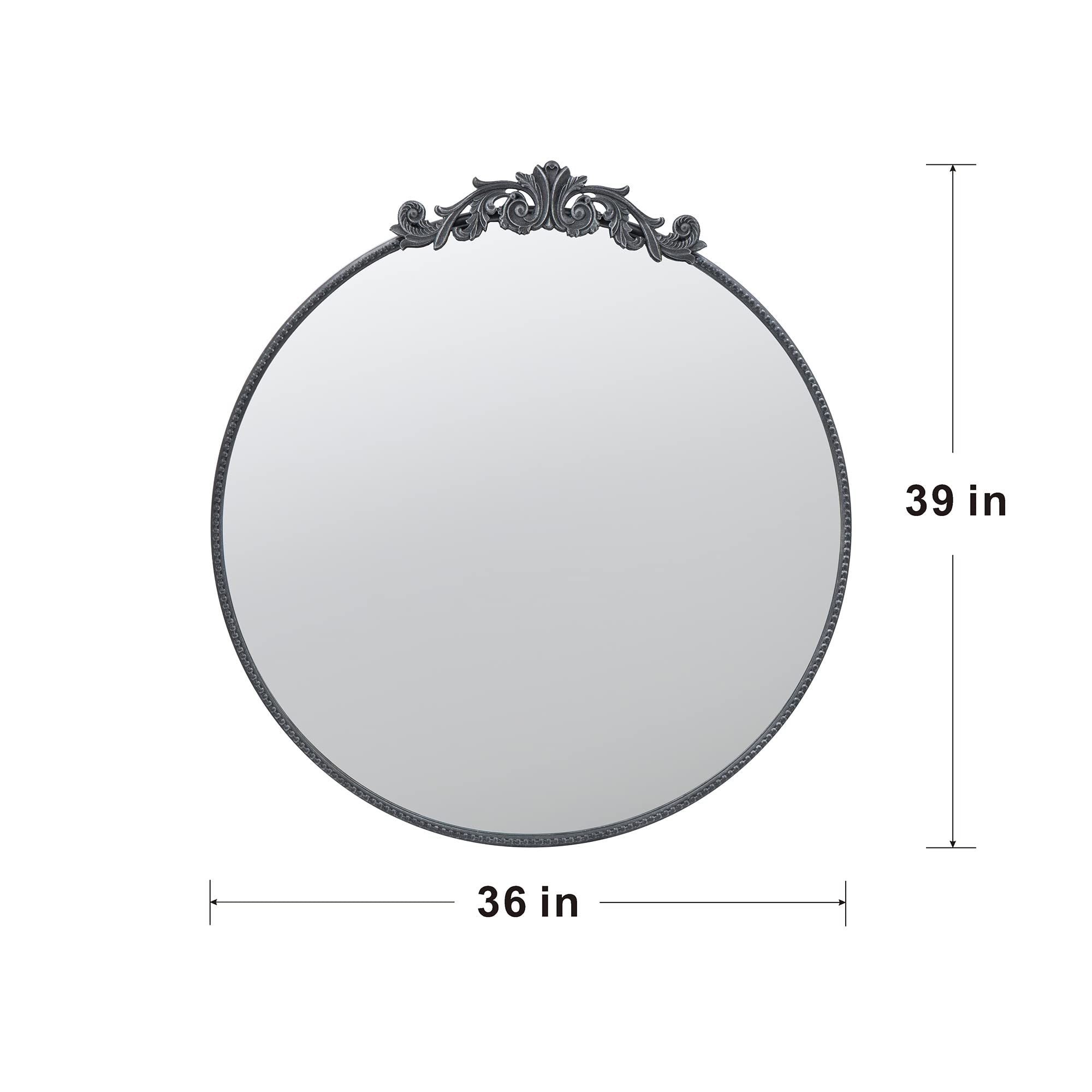 36" x 39" Classic Design Mirror with Round Shape and Baroque Inspired Frame for Bathroom, Entryway Console Lean Against Wall - Groovy Boardz