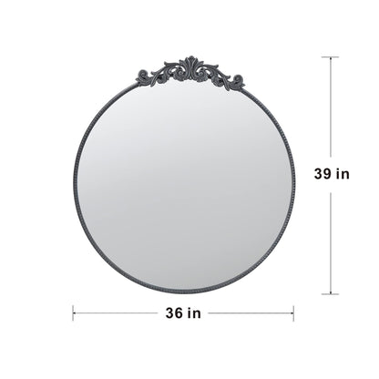 36" x 39" Classic Design Mirror with Round Shape and Baroque Inspired Frame for Bathroom, Entryway Console Lean Against Wall - Groovy Boardz