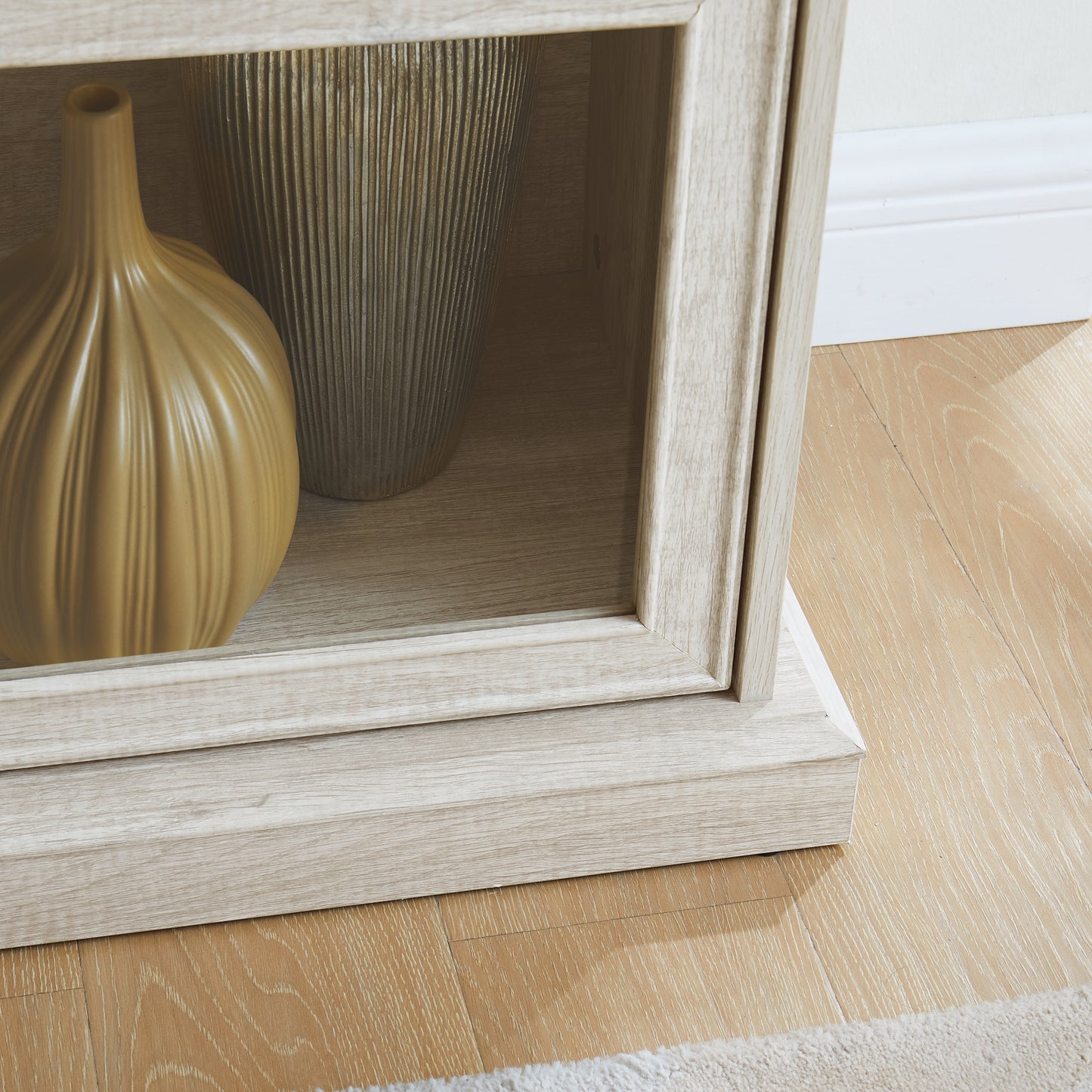 Glass display cabinet 4 Tier Glass Display Cabinet Storage Curio Cabinet with Flip up Glass Doors, Collectors Showcase Toy Figure Organizers Rack, Bookcase for Living Room White