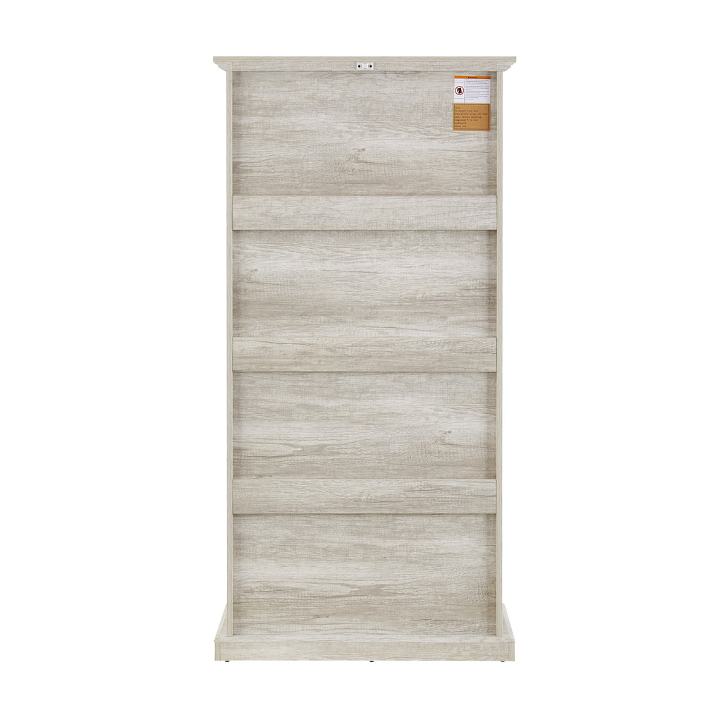 Glass display cabinet 4 Tier Glass Display Cabinet Storage Curio Cabinet with Flip up Glass Doors, Collectors Showcase Toy Figure Organizers Rack, Bookcase for Living Room White