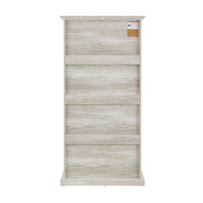 Glass display cabinet 4 Tier Glass Display Cabinet Storage Curio Cabinet with Flip up Glass Doors, Collectors Showcase Toy Figure Organizers Rack, Bookcase for Living Room White