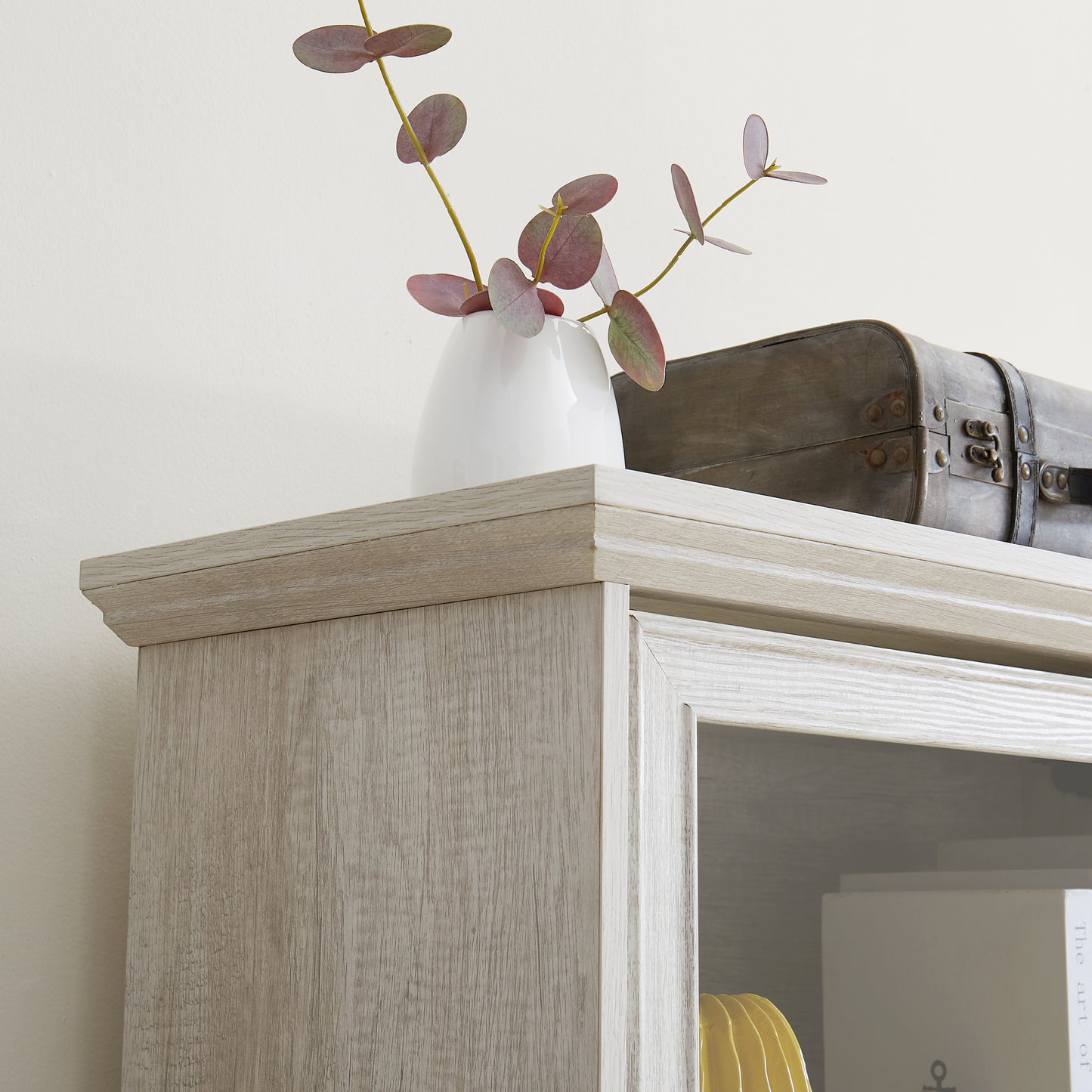 Glass display cabinet 4 Tier Glass Display Cabinet Storage Curio Cabinet with Flip up Glass Doors, Collectors Showcase Toy Figure Organizers Rack, Bookcase for Living Room White