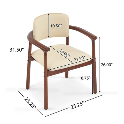 2 - Pack Dining Room Chairs, Sturdy Rubber Wood, Comfortable PU Foam Seat, Ideal for Home & Kitchen