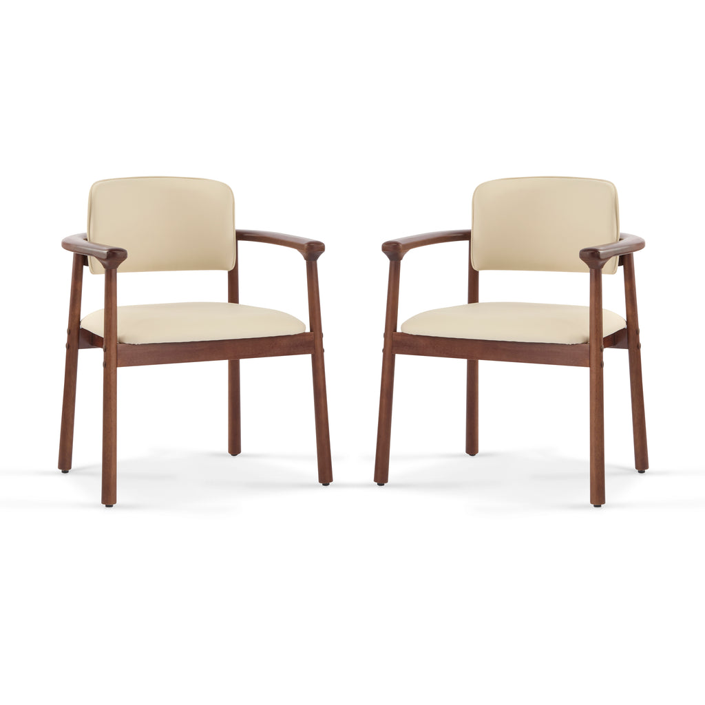 2 - Pack Dining Room Chairs, Sturdy Rubber Wood, Comfortable PU Foam Seat, Ideal for Home & Kitchen