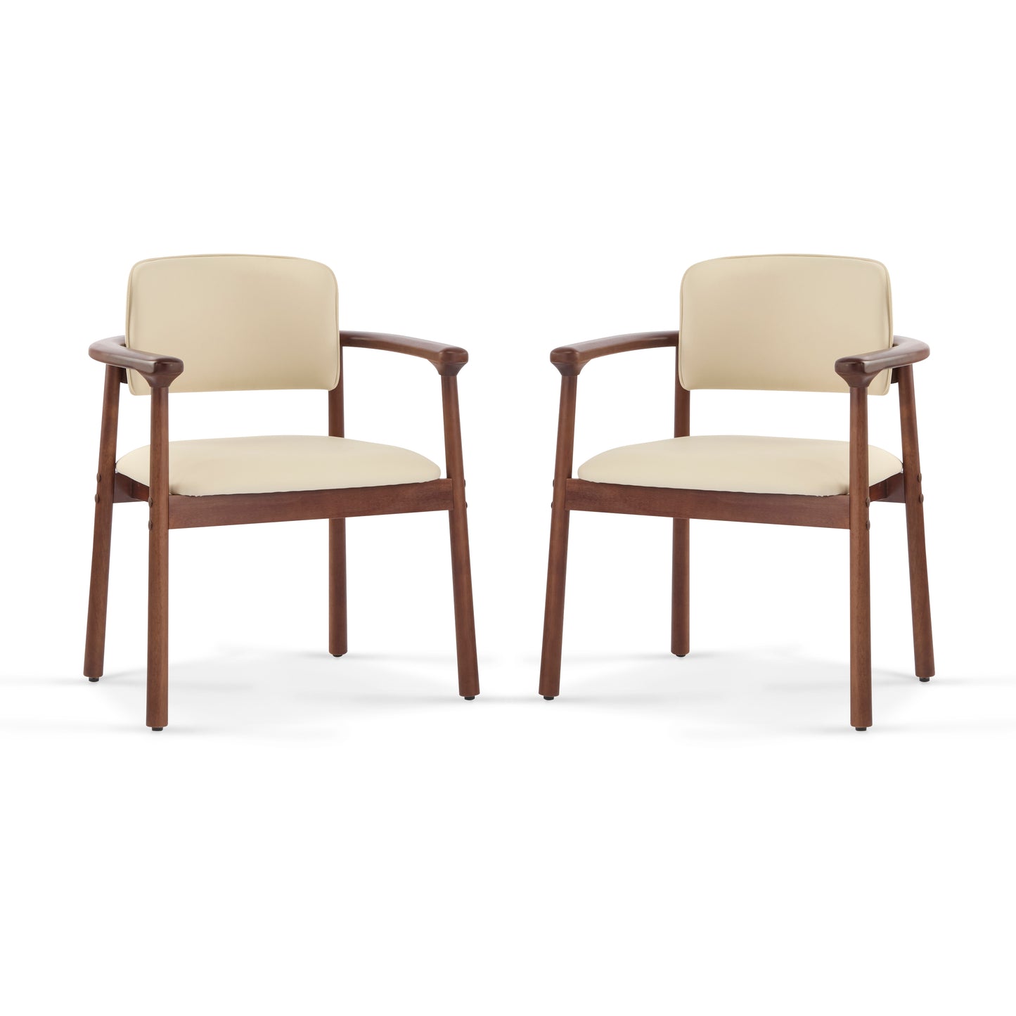2 - Pack Dining Room Chairs, Sturdy Rubber Wood, Comfortable PU Foam Seat, Ideal for Home & Kitchen