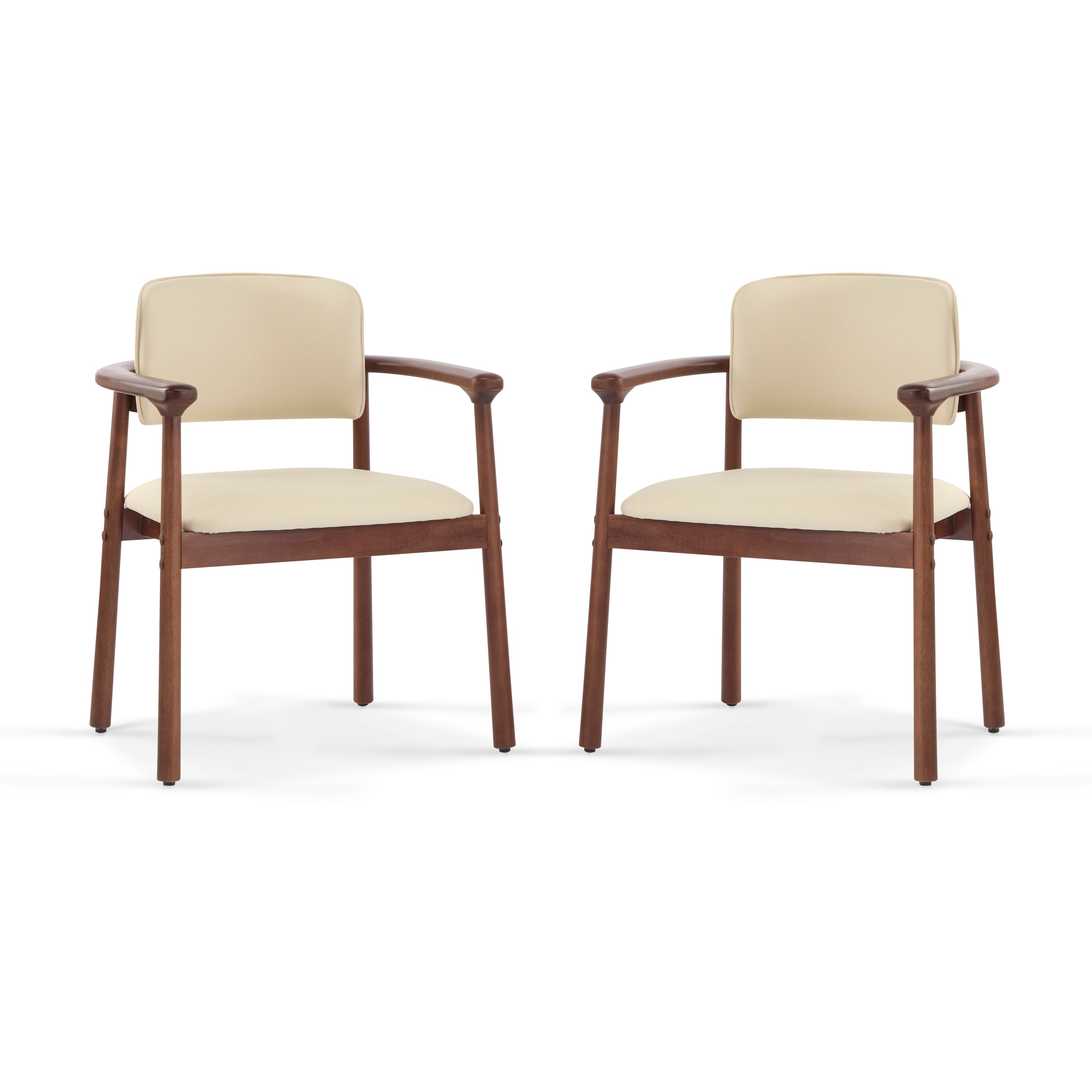 2 - Pack Dining Room Chairs, Sturdy Rubber Wood, Comfortable PU Foam Seat, Ideal for Home & Kitchen