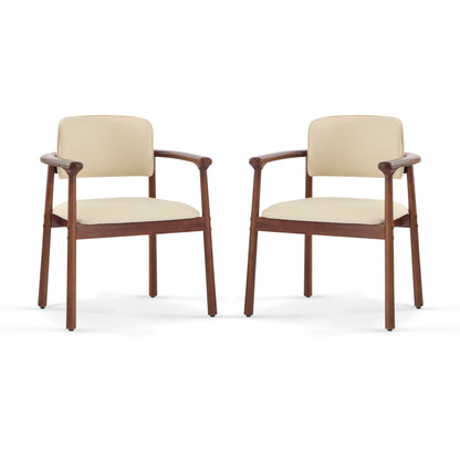 2 - Pack Dining Room Chairs, Sturdy Rubber Wood, Comfortable PU Foam Seat, Ideal for Home & Kitchen