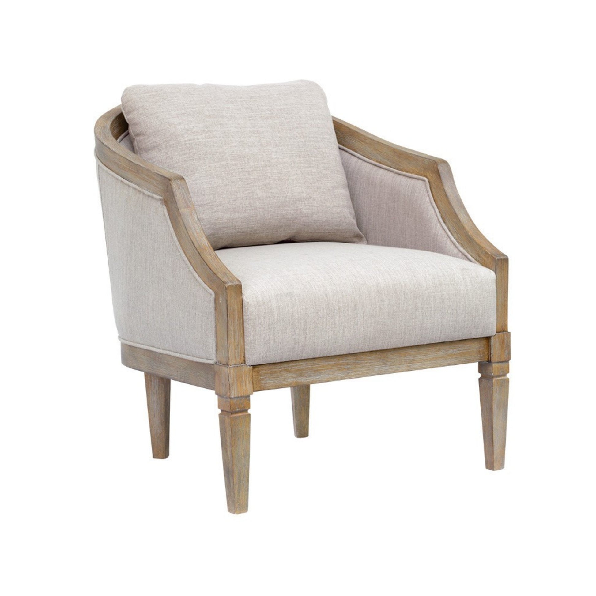 Classic Chair with Solid Wood Frame and Jacquard Polyester Upholstery in Beige Accent Chair