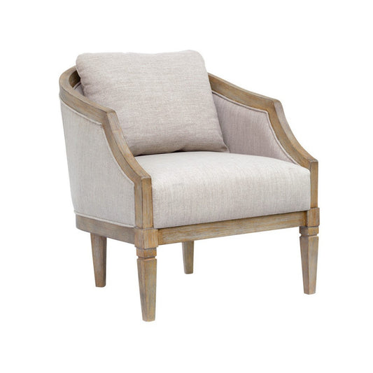 Classic Chair with Solid Wood Frame and Jacquard Polyester Upholstery in Beige Accent Chair