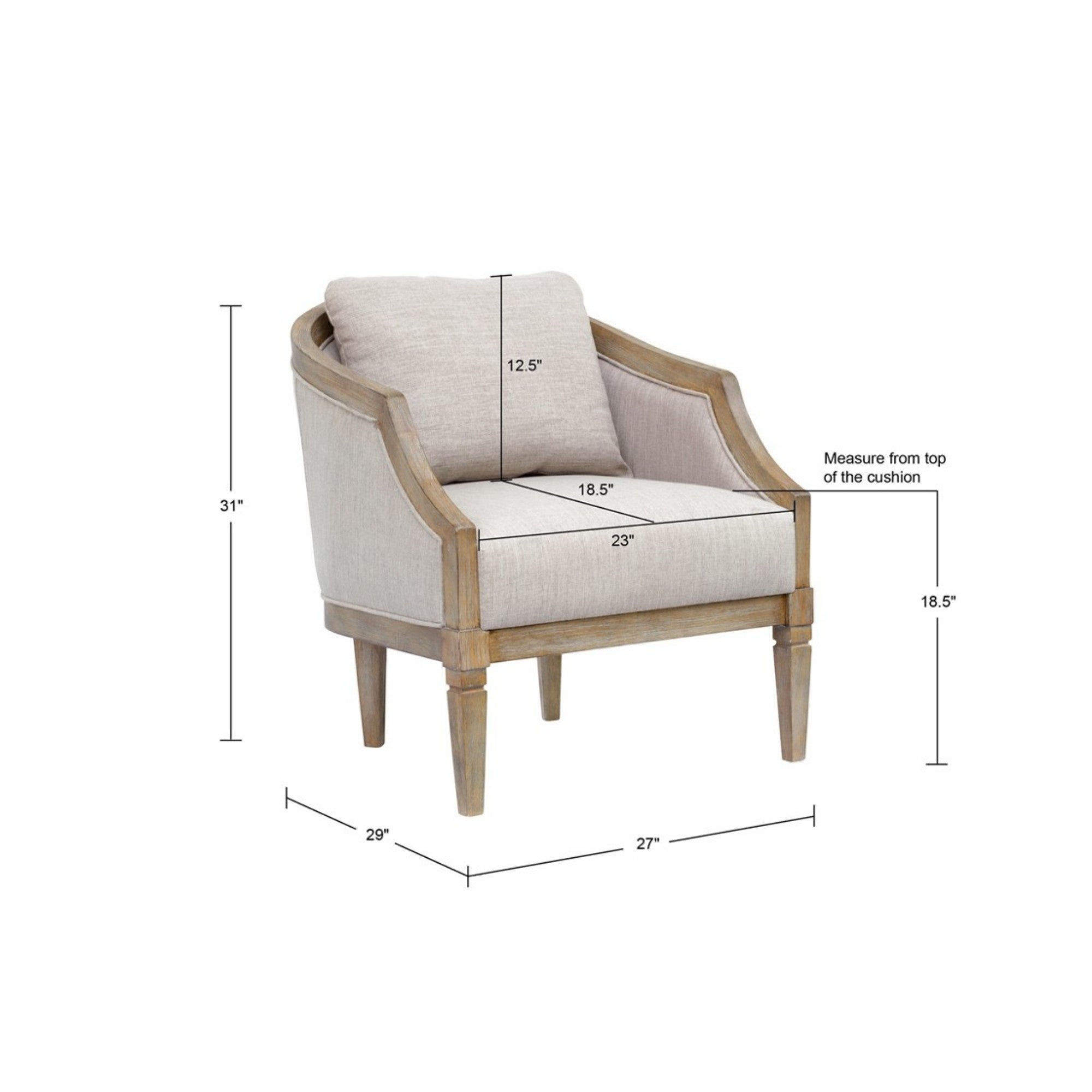 Classic Chair with Solid Wood Frame and Jacquard Polyester Upholstery in Beige Accent Chair