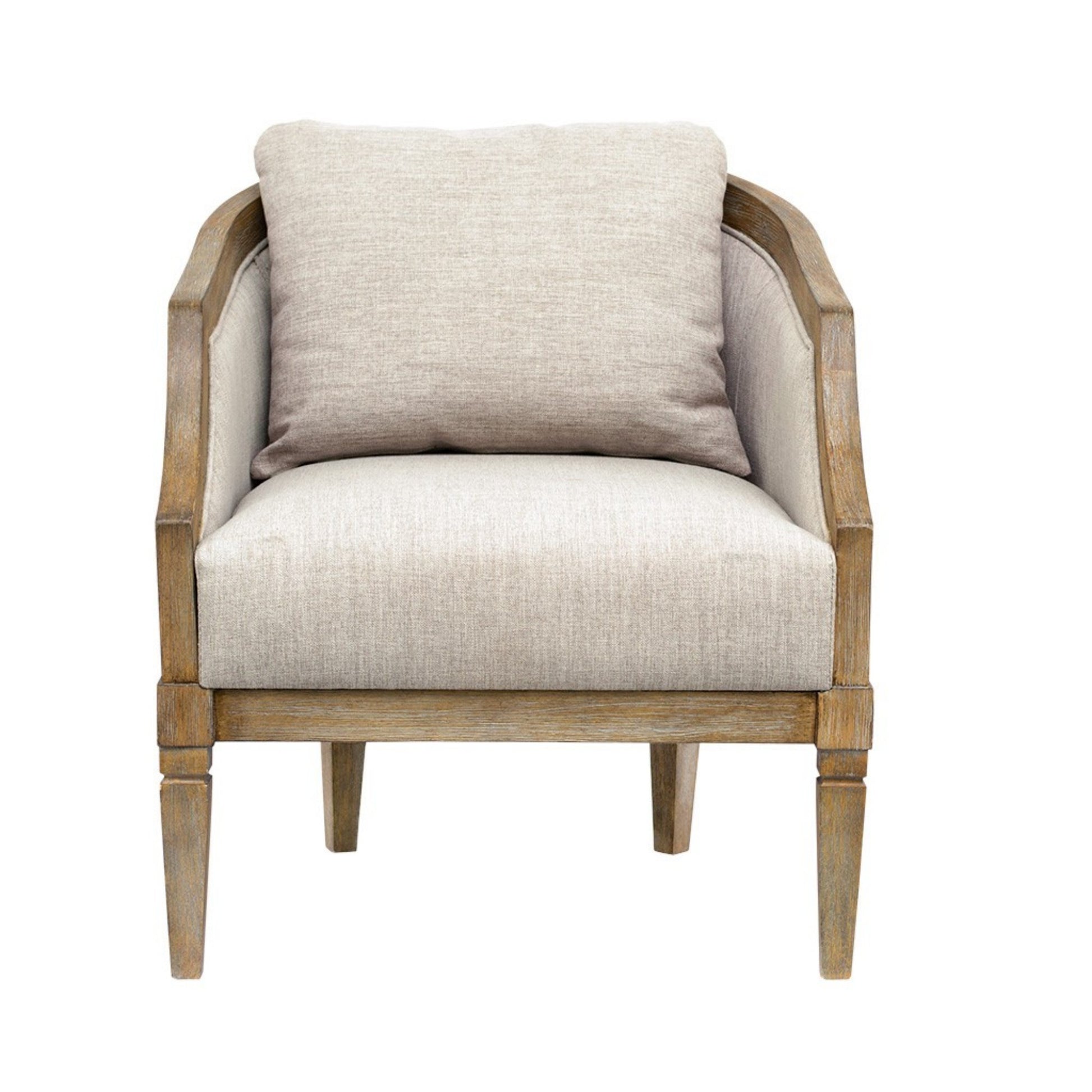 Classic Chair with Solid Wood Frame and Jacquard Polyester Upholstery in Beige Accent Chair