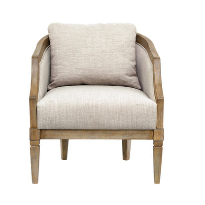 Classic Chair with Solid Wood Frame and Jacquard Polyester Upholstery in Beige Accent Chair
