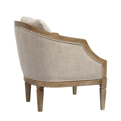 Classic Chair with Solid Wood Frame and Jacquard Polyester Upholstery in Beige Accent Chair