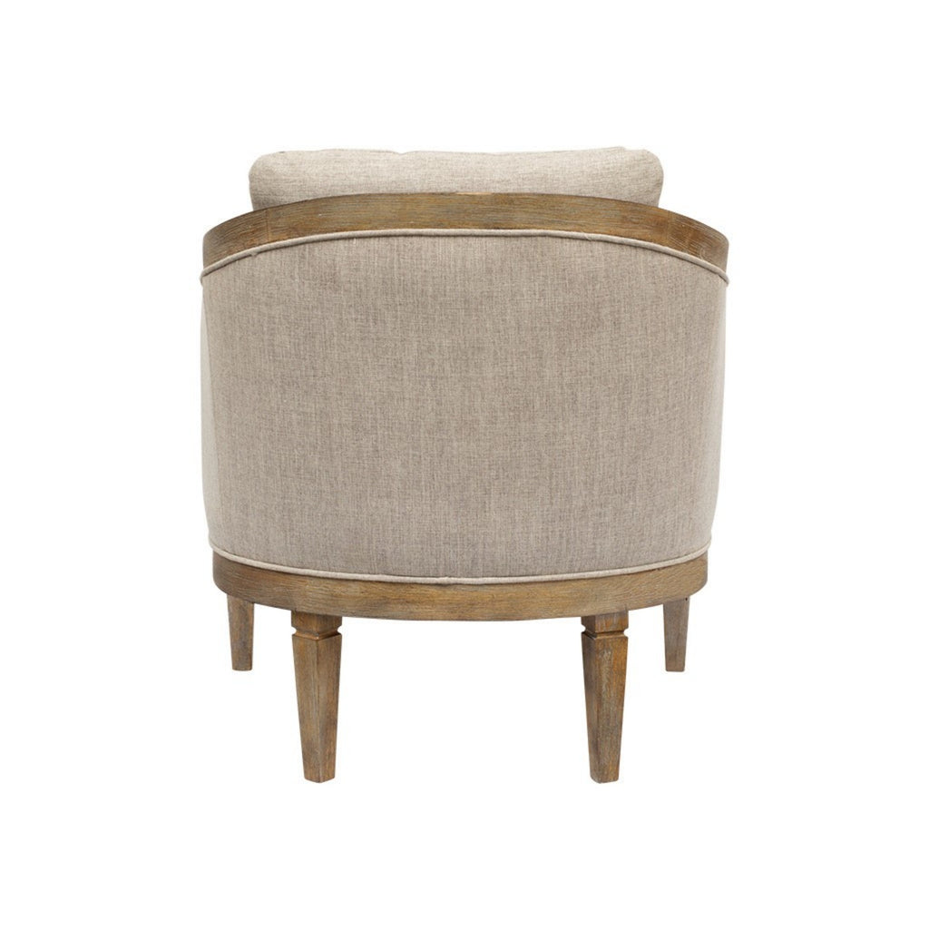 Classic Chair with Solid Wood Frame and Jacquard Polyester Upholstery in Beige Accent Chair