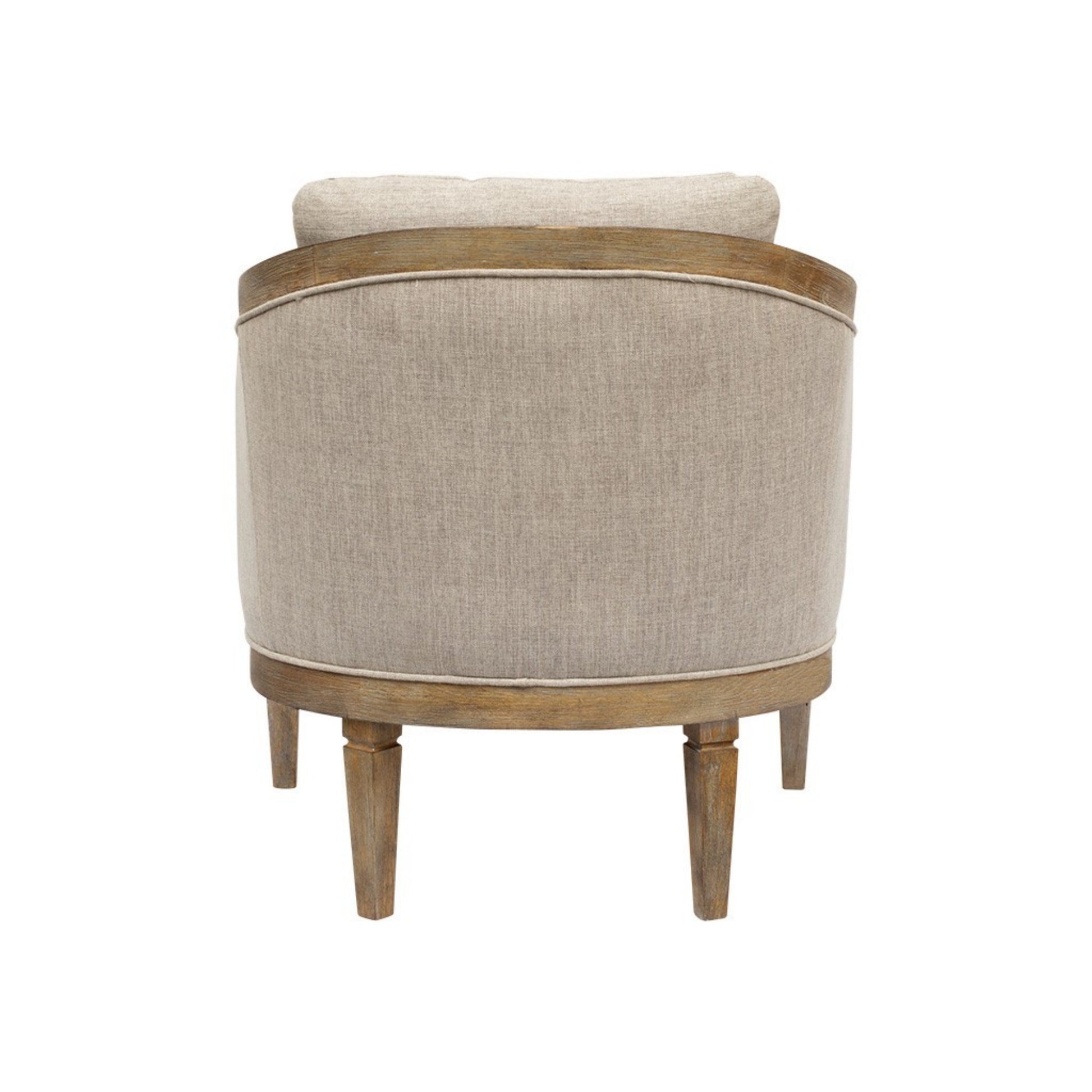 Classic Chair with Solid Wood Frame and Jacquard Polyester Upholstery in Beige Accent Chair