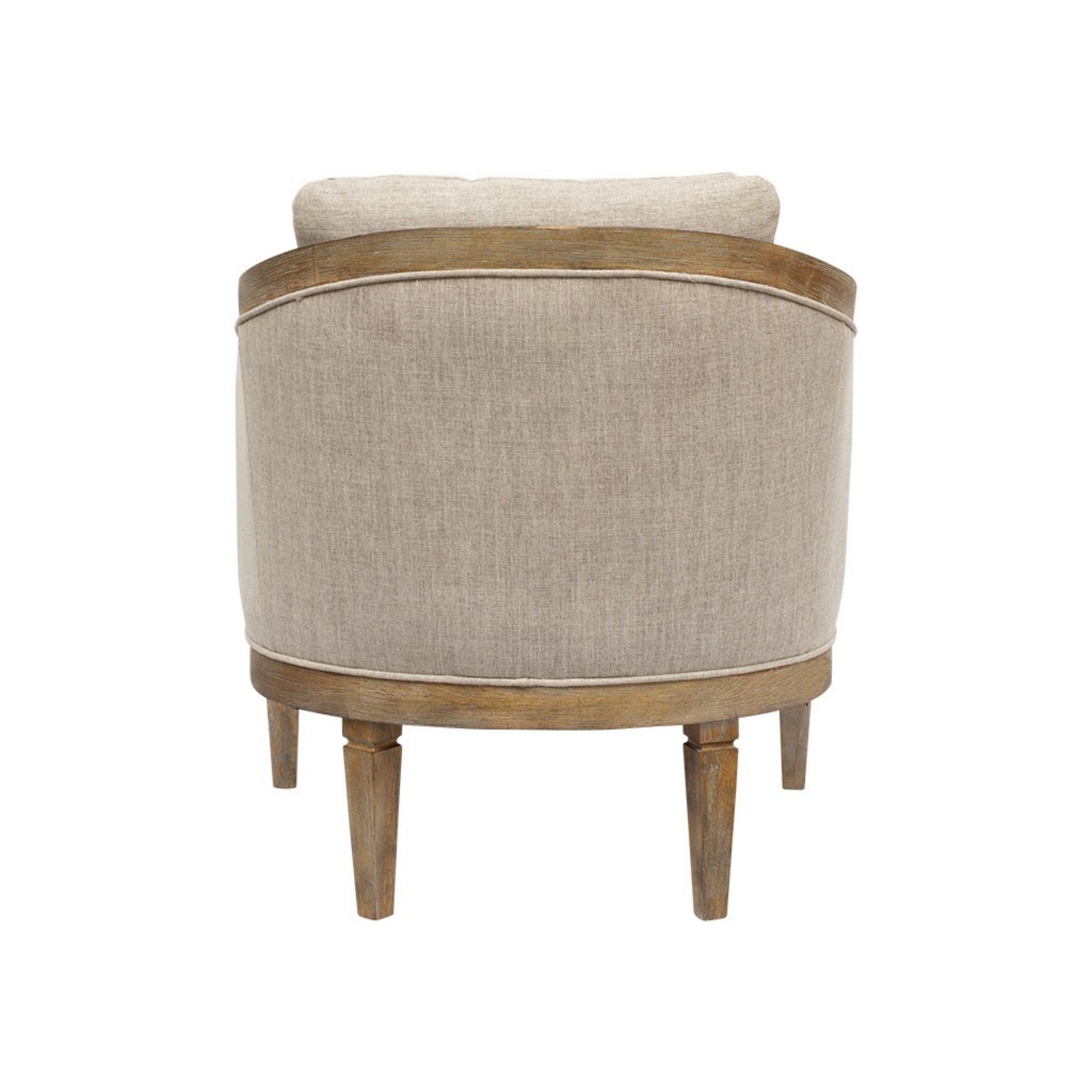 Classic Chair with Solid Wood Frame and Jacquard Polyester Upholstery in Beige Accent Chair