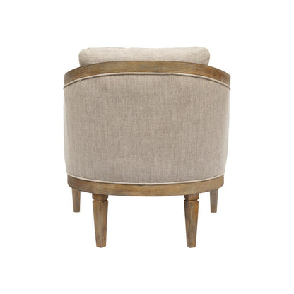 Classic Chair with Solid Wood Frame and Jacquard Polyester Upholstery in Beige Accent Chair