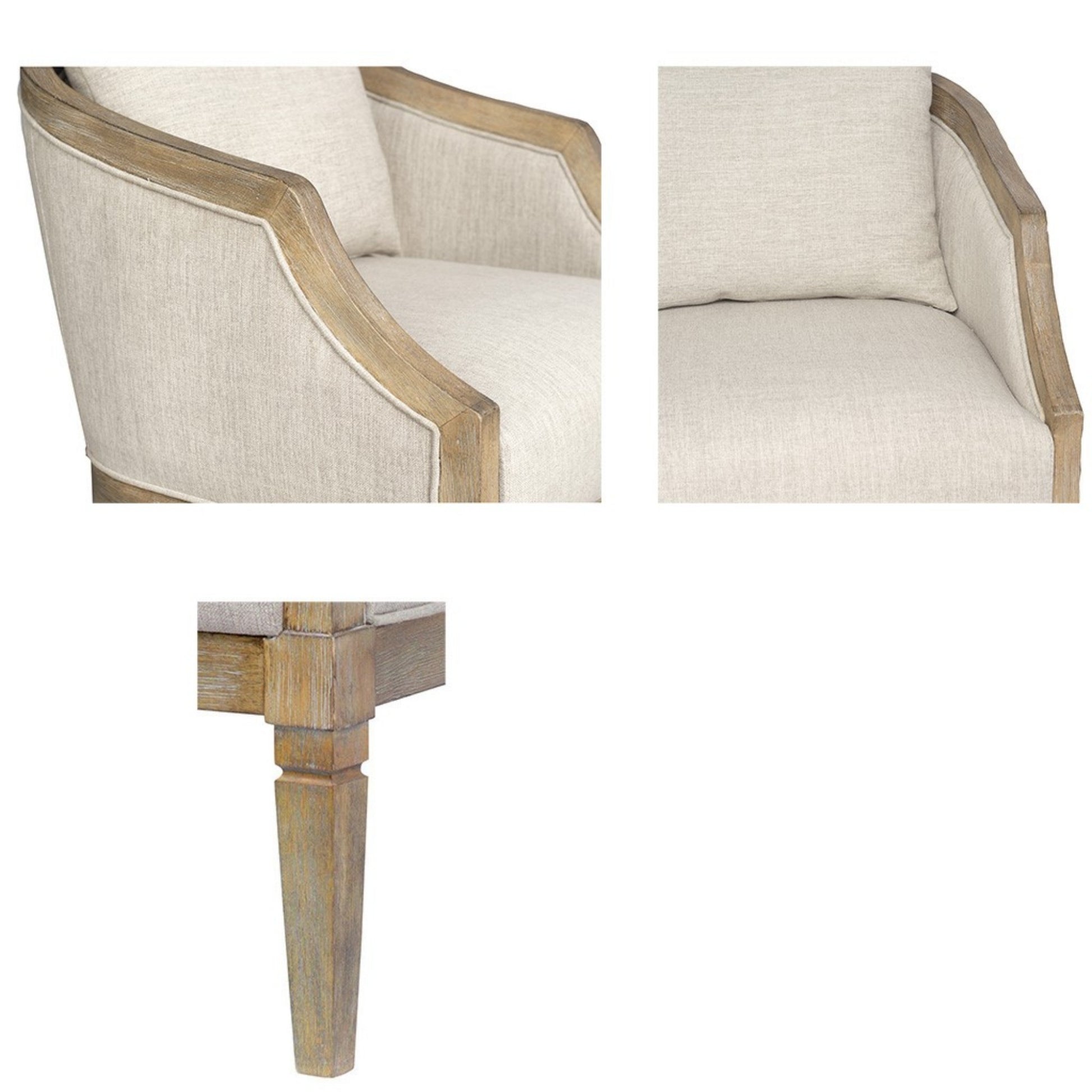 Classic Chair with Solid Wood Frame and Jacquard Polyester Upholstery in Beige Accent Chair