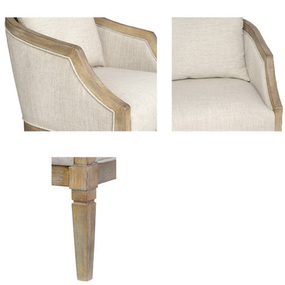 Classic Chair with Solid Wood Frame and Jacquard Polyester Upholstery in Beige Accent Chair