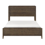 Classic Contemporary Dark Walnut Finish King Bed 1pc Durable Panel Bedroom Furniture Solid Rubberwood