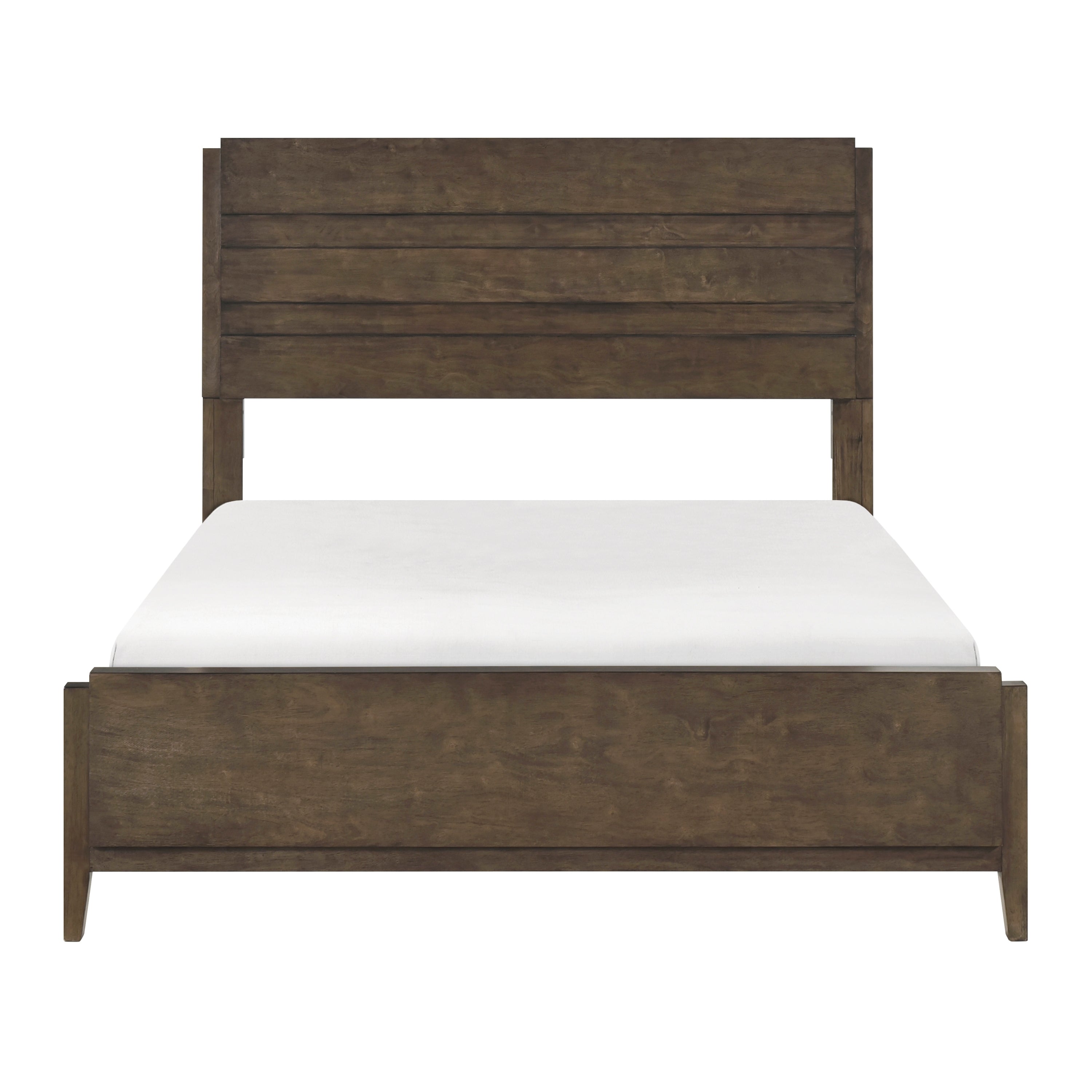 Classic Contemporary Dark Walnut Finish King Bed 1pc Durable Panel Bedroom Furniture Solid Rubberwood