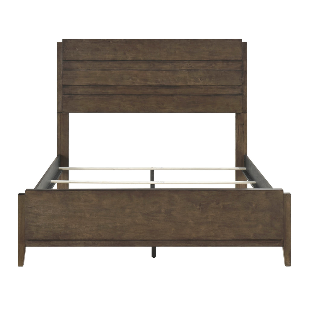 Classic Contemporary Dark Walnut Finish King Bed 1pc Durable Panel Bedroom Furniture Solid Rubberwood