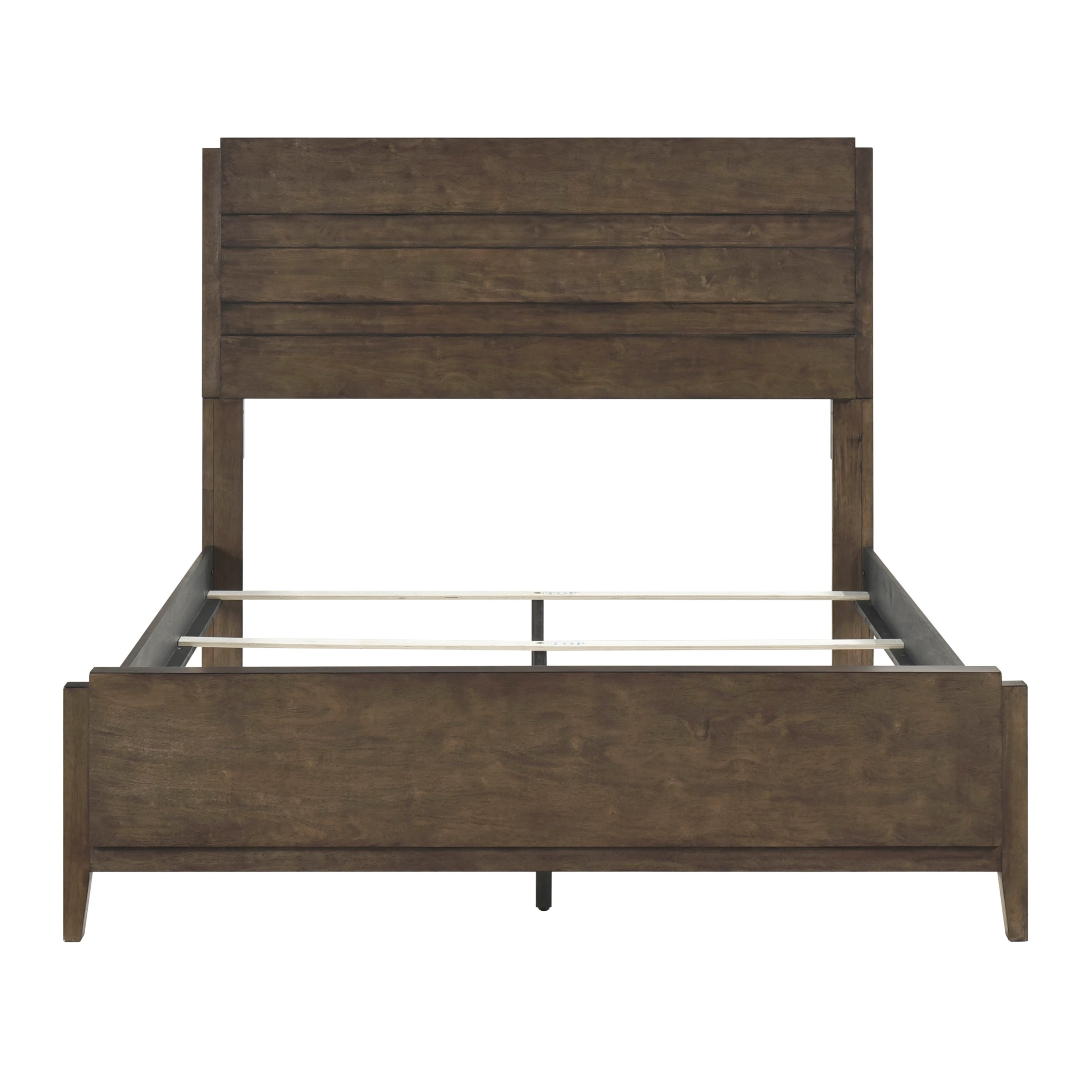 Classic Contemporary Dark Walnut Finish King Bed 1pc Durable Panel Bedroom Furniture Solid Rubberwood