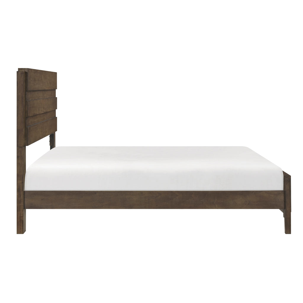 Classic Contemporary Dark Walnut Finish King Bed 1pc Durable Panel Bedroom Furniture Solid Rubberwood
