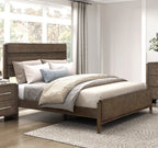 Classic Contemporary Dark Walnut Finish King Bed 1pc Durable Panel Bedroom Furniture Solid Rubberwood