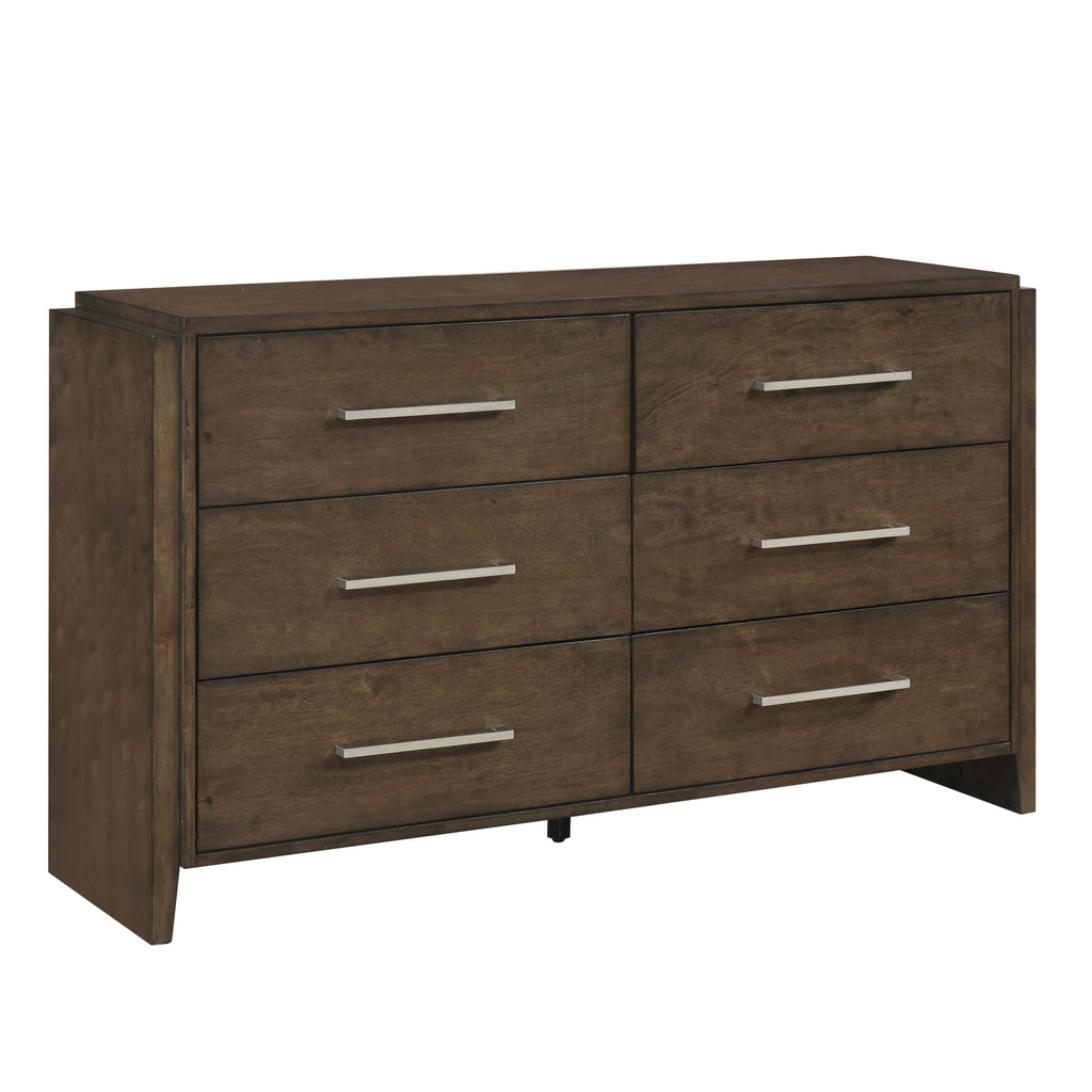 Classic Contemporary Dark Walnut Finish Storage Dresser 1pc Wooden Bedroom Furniture Durable Solid Rubberwood