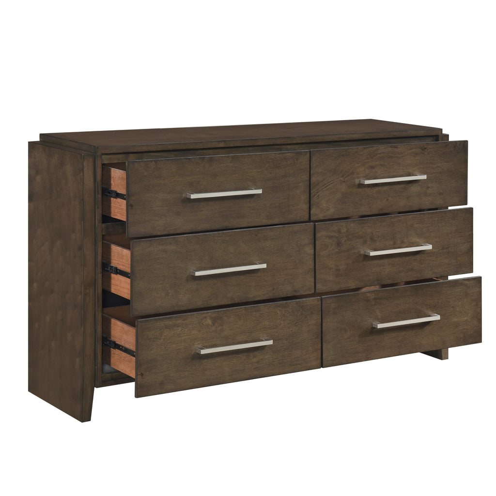 Classic Contemporary Dark Walnut Finish Storage Dresser 1pc Wooden Bedroom Furniture Durable Solid Rubberwood