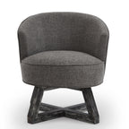 Swivel chair with cross-shaped wooden base,Lounge chair with solid wood legs, 360°freely Swivel chair , Classic linen Fabric for living room, bedroom, office, dresser -Dark Gray